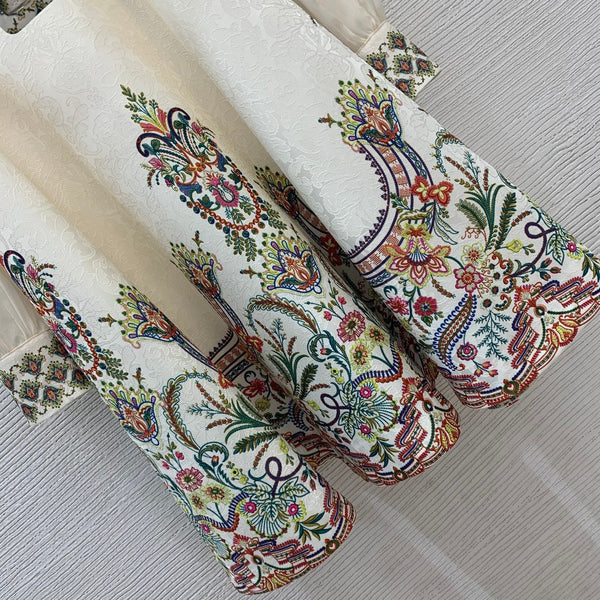 Zimmerman Midi Dress Beige Embroidered with Floral Patterns Cotton 226185