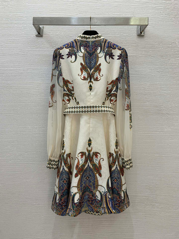 Zimmerman Midi Dress Beige Embroidered with Floral Patterns Cotton 226185