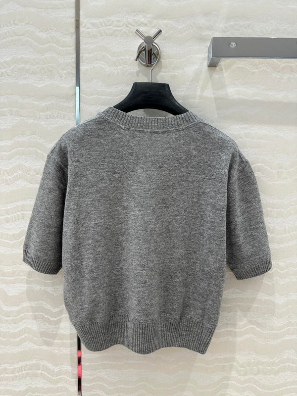 Prada 25 Short-sleeved Sweatshirt Gray mix Red Wool Cashmere