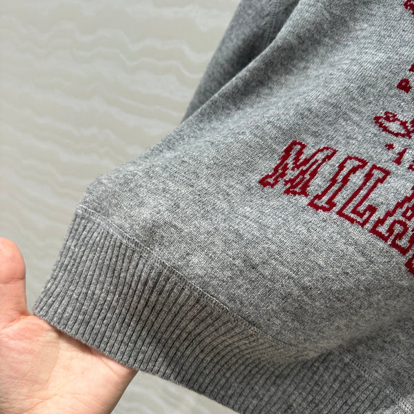 Prada 25 Short-sleeved Sweatshirt Gray mix Red Wool Cashmere