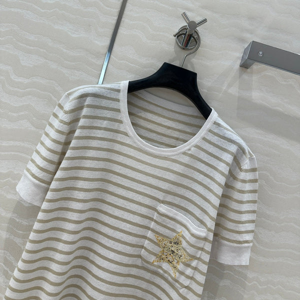 CD Short-sleeved T-shirt beige yellow Linen Viscose