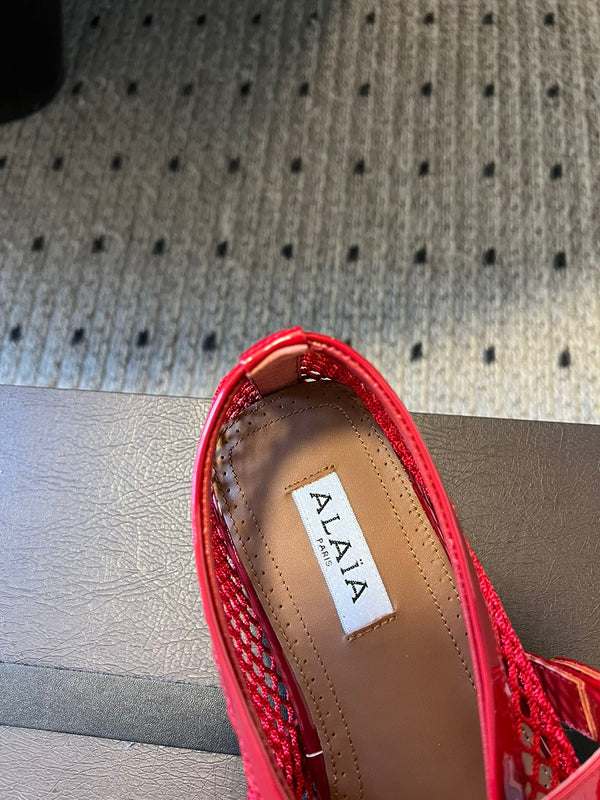 Alaia 25 Women's Ballet Flat Red Sheepskin 303702