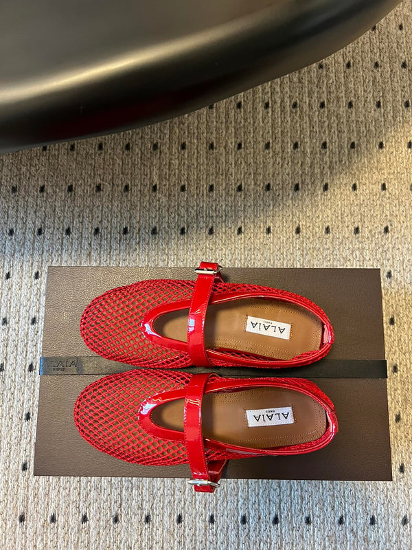 Alaia 25 Women's Ballet Flat Red Sheepskin 303702
