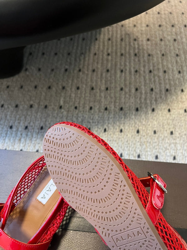 Alaia 25 Women's Ballet Flat Red Sheepskin 303702