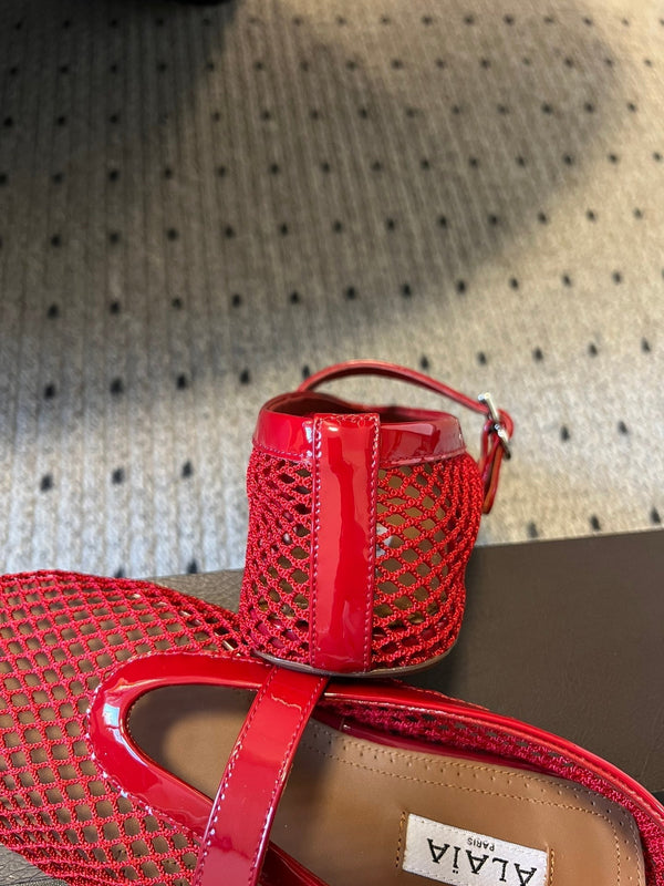 Alaia 25 Women's Ballet Flat Red Sheepskin 303702