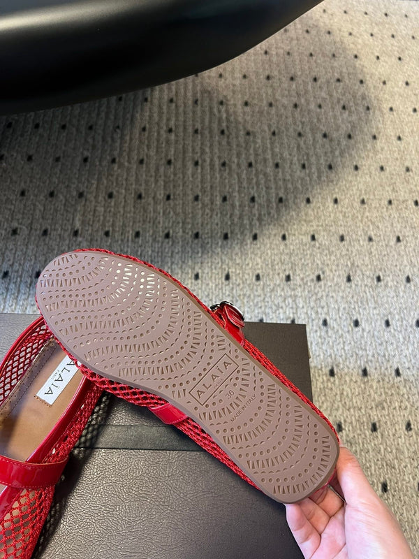 Alaia 25 Women's Ballet Flat Red Sheepskin 303702