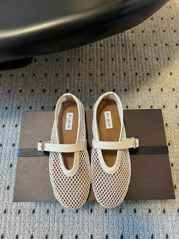 Alaia 25 Women's Ballet Flat Nude Sheepskin 303704