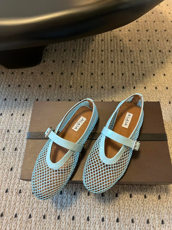 Alaia 25 Women's Ballet Flat Lagoon Green Sheepskin 303705