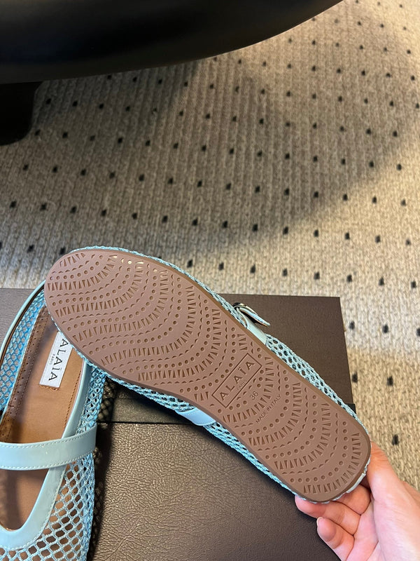 Alaia 25 Women's Ballet Flat Lagoon Green Sheepskin 303705