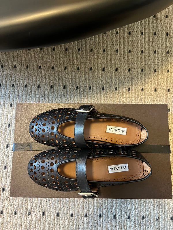 Alaia 25 Vienne Ballet Flats Black Lambskin 303713