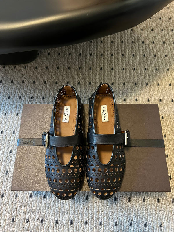 Alaia 25 Vienne Ballet Flats Black Lambskin 303713