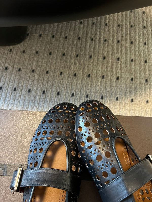 Alaia 25 Vienne Ballet Flats Black Lambskin 303713