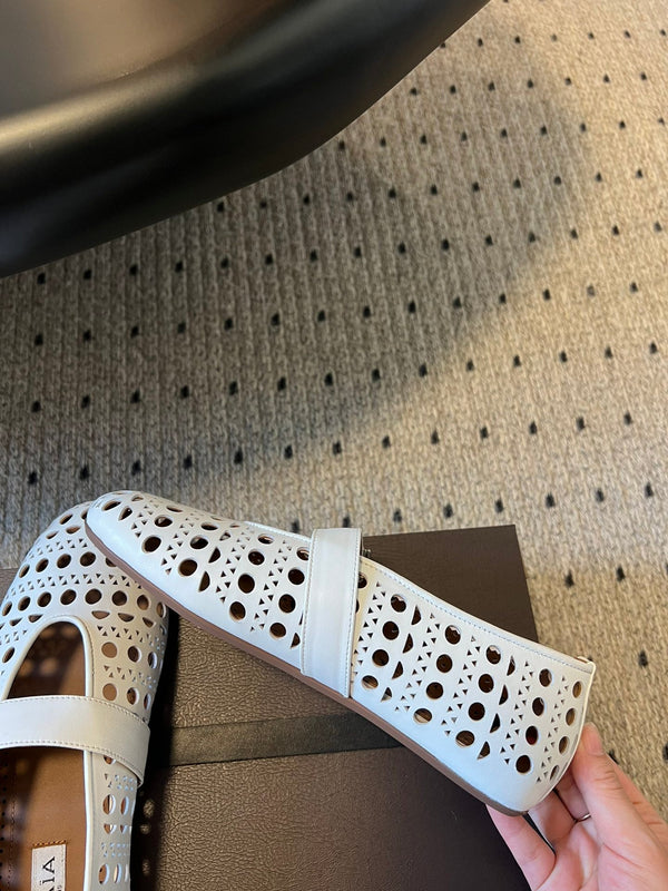 Alaia 25 Vienne Ballet Flats White Lambskin 303715