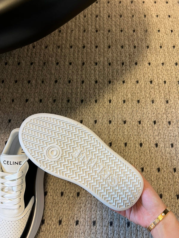 SNEAKER BLOCK CON TRIOMPHE IN PELLE DI VITELLO BIANCO MIX NERO