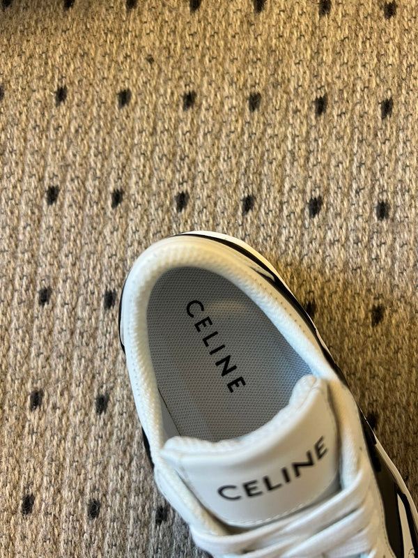 SNEAKER BLOCK CON TRIOMPHE IN PELLE DI VITELLO BIANCO MIX NERO