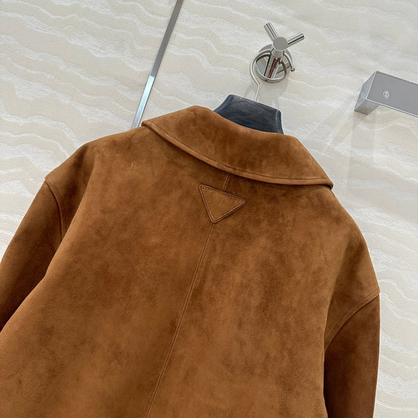 Giacca Prada 25 in pelle scamosciata marrone