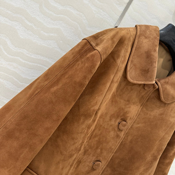 Giacca Prada 25 in pelle scamosciata marrone