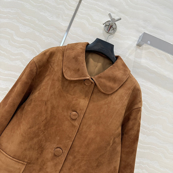 Giacca Prada 25 in pelle scamosciata marrone