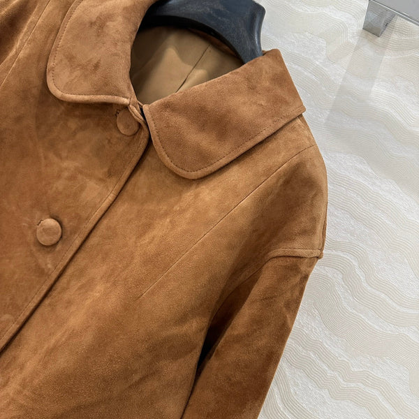 Giacca Prada 25 in pelle scamosciata marrone