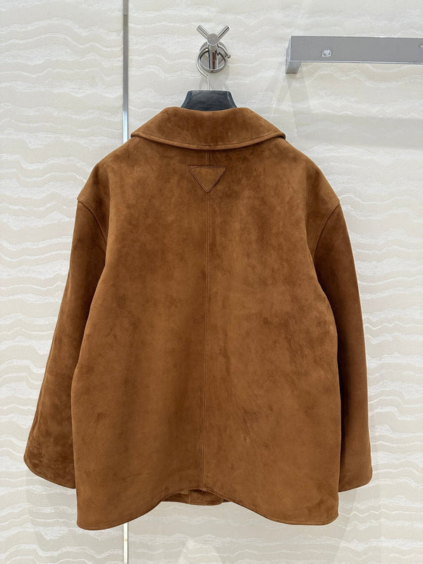 Giacca Prada 25 in pelle scamosciata marrone