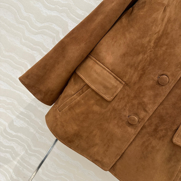 Giacca Prada 25 in pelle scamosciata marrone
