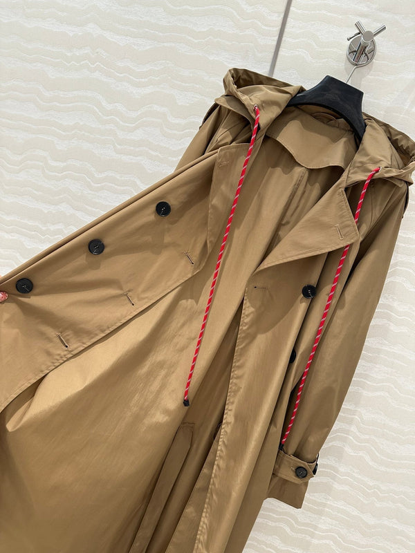 Miu Miu 25 Long Windbreaker Khaki Polyester