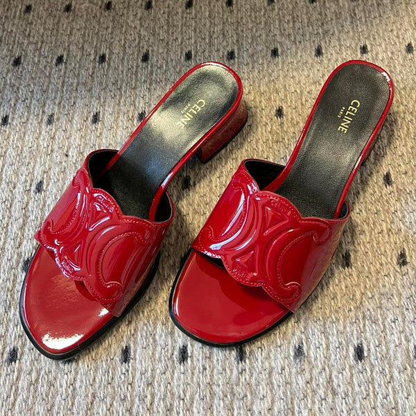MULE CLEMENCE IN PELLE DI AGNELLO ROSSO RUBINO E VITELLO VERNICIATO