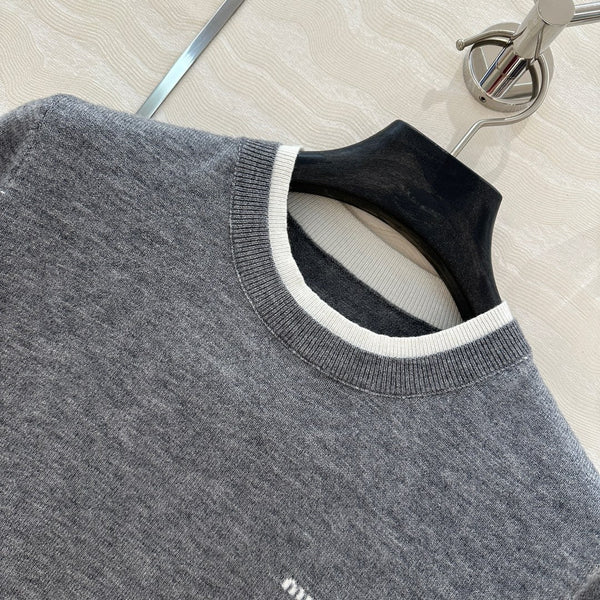 Miu Miu 25 Knitted Sweater Gray Wool