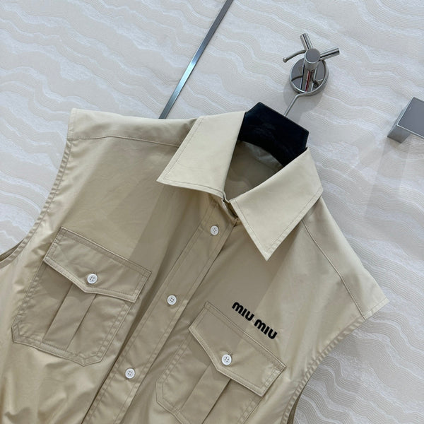 Camicia con gilet e papillon Miu Miu 25 beige in cotone