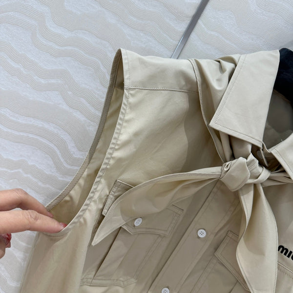Camicia con gilet e papillon Miu Miu 25 beige in cotone