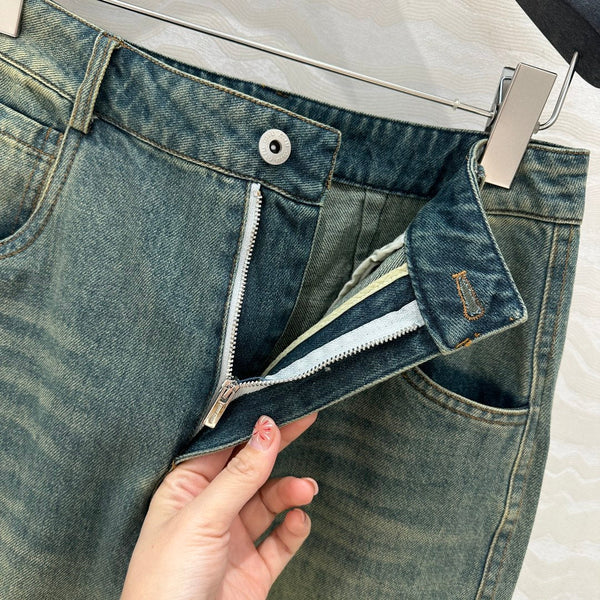 Pantaloni in denim Miu Miu 25 blu cotone