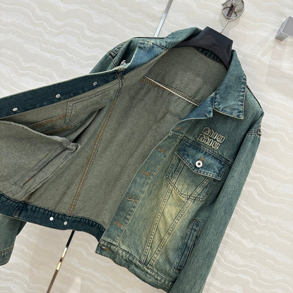Miu Miu 25 Denim Sickle Jacket Blue Cotton