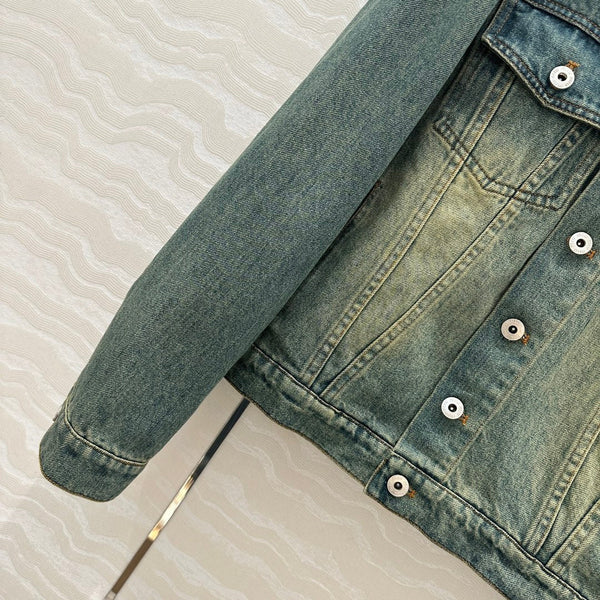 Miu Miu 25 Denim Sickle Jacket Blue Cotton