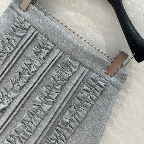 Miu Miu Lace Short Skirt Gray Cotton