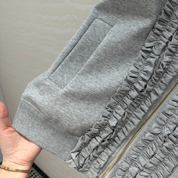 Miu Miu Lace Sweater Coat Gray Cotton