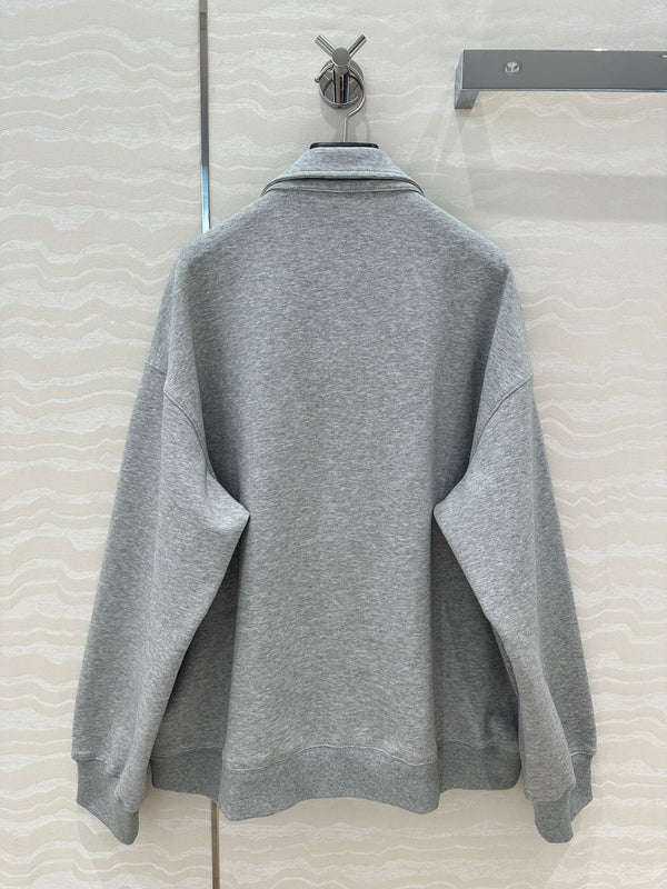 Miu Miu Lace Sweater Coat Gray Cotton