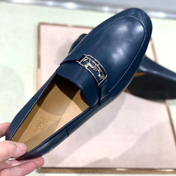 Mocassini da uomo HM in pelle di vitello blu navy 539687