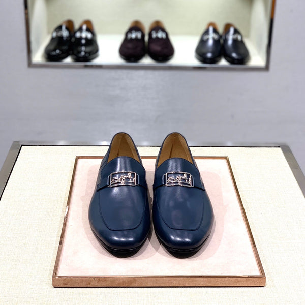 Mocassini da uomo HM in pelle di vitello blu navy 539687