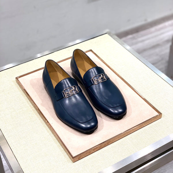 Mocassini da uomo HM in pelle di vitello blu navy 539687