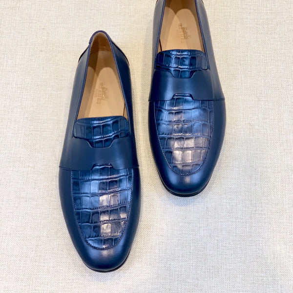 HM Men's Loafer Blue Calfskin 539702