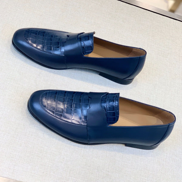 HM Men's Loafer Blue Calfskin 539702