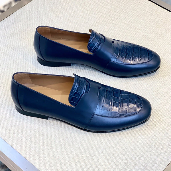 HM Men's Loafer Blue Calfskin 539702