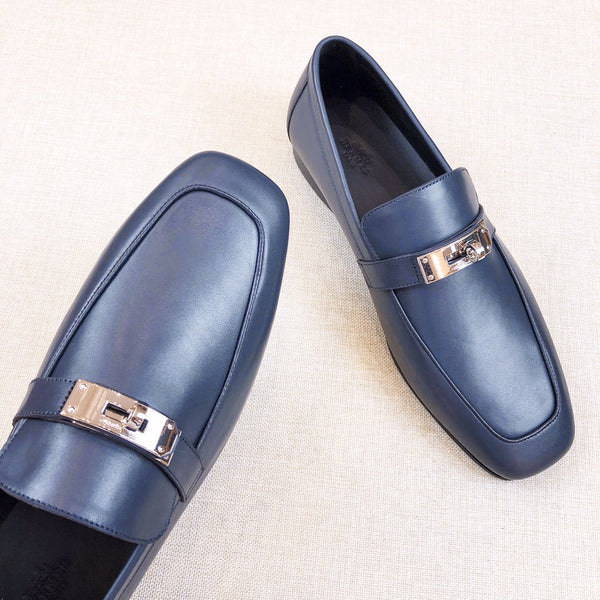 HM Men's Loafer Navy Blue Calfskin 539738