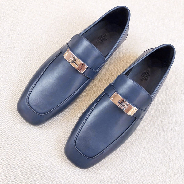HM Men's Loafer Navy Blue Calfskin 539738