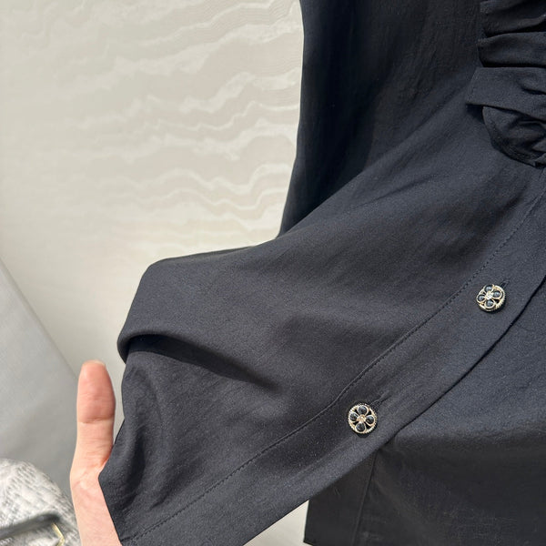 Camicia in pizzo CC in cotone e seta nera