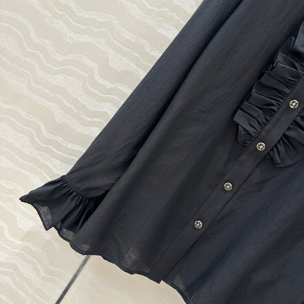 Camicia in pizzo CC in cotone e seta nera