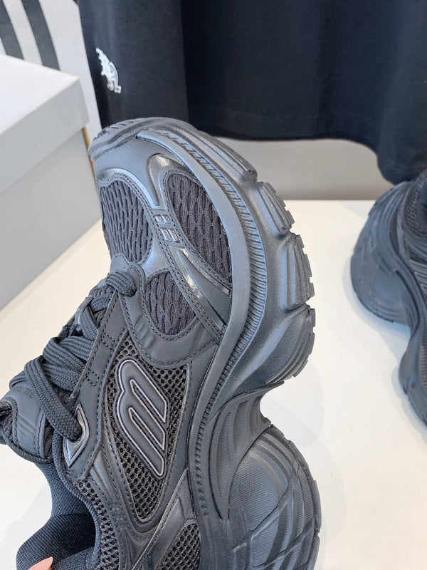 DAD SHOES IN BLACK MESH AND CALFSKIN