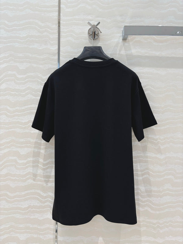 LV 25 Monogram Jacquard Logo Denim T-shirt Black Cotton