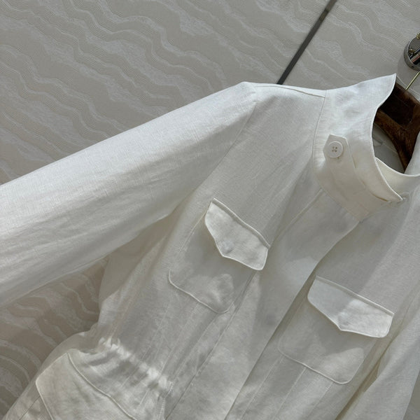 LP 25 Stand-up Collar Jacket White Linen 265165