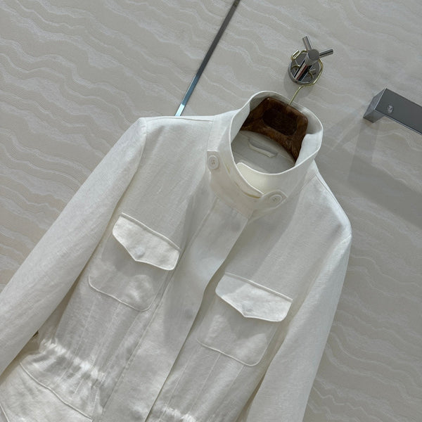 LP 25 Stand-up Collar Jacket White Linen 265165